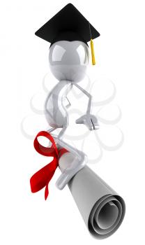 Royalty Free 3d Clipart Image of a Male Graduate Standing on a Diploma