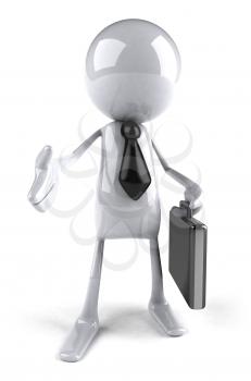 Royalty Free 3d Clipart Image of a Guy Holding a Briefcase and Offering to Shake Hands