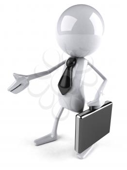 Royalty Free 3d Clipart Image of a Guy Holding a Briefcase and Offering to Shake Hands