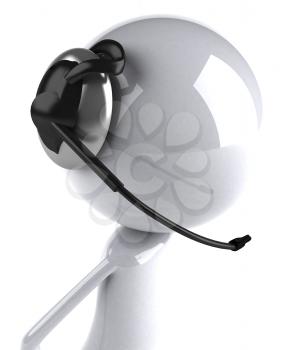 Royalty Free 3d Clipart Image of an Character Wearing a Telephone Headset
