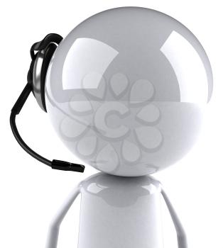 Royalty Free 3d Clipart Image of an Character Wearing a Telephone Headset
