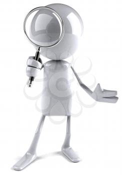 Royalty Free 3d Clipart Image of a White Guy Holding a Magnifying Glass
