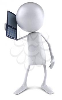 Royalty Free 3d Clipart Image of a White Guy Holding a Cellphone