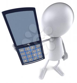 Royalty Free 3d Clipart Image of a White Guy Holding a Cellphone