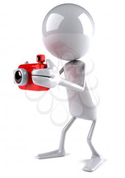 Royalty Free 3d Clipart Image of a White Guy Holding a Camera