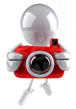 Royalty Free 3d Clipart Image of a White Guy Holding a Camera