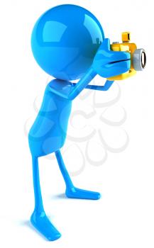 Royalty Free 3d Clipart Image of a Blue Guy Holding a Camera