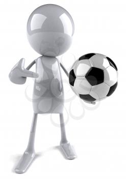 Royalty Free 3d Clipart Image of Soccer Player Holding a Ball