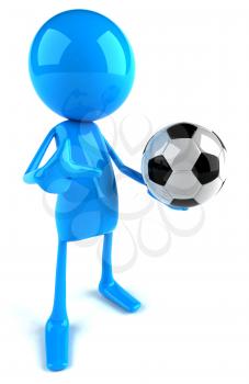 Royalty Free 3d Clipart Image of Soccer Player Holding a Ball