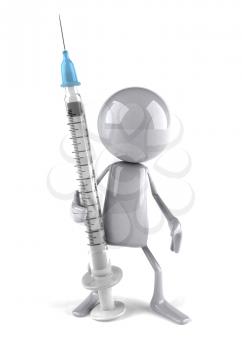 Royalty Free Clipart Image of a Guy With a Syringe