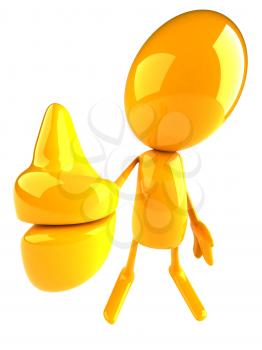 Royalty Free 3d Clipart Image of a Yellow Character Giving a Thumbs Up Sign