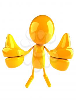Royalty Free 3d Clipart Image of a Yellow Character Giving Thumbs Up Signs