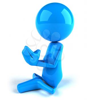 Royalty Free 3d Clipart Image of a Blue Character Meditating