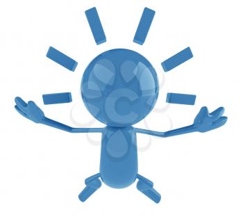 Royalty Free 3d Clipart Image of a Blue Character Jumping in the Air