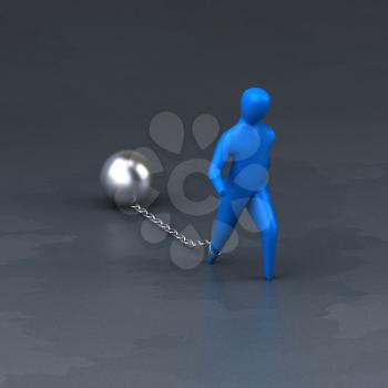 Chain and ball - 3D Illustration