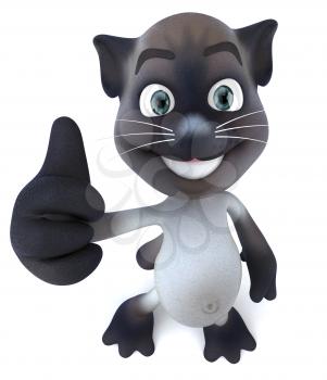 Royalty Free 3d Clipart Image of a Cat Giving a Thumbs Up Sign