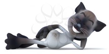 Royalty Free 3d Clipart Image of a Cat Laying on the Floor