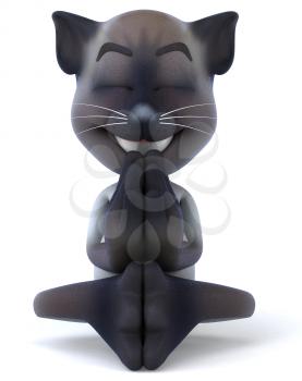 Royalty Free 3d Clipart Image of a Cat Meditating