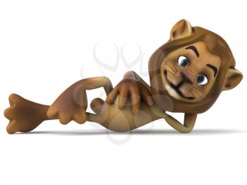 Royalty Free 3d Clipart Image of a Lion Laying on His Side