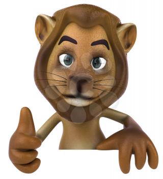 Royalty Free 3d Clipart Image of a Lion Giving a Thumbs Up Sign