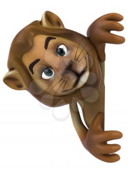 Royalty Free 3d Clipart Image of a Lion Holding a Sign Board
