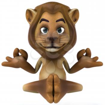 Royalty Free 3d Clipart Image of a Lion Meditating