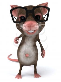 Royalty Free 3d Clipart Image of a Mouse Wearing Black Rimmed Glasses