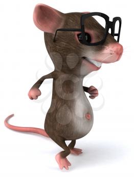 Royalty Free 3d Clipart Image of a Mouse Wearing Black Rimmed Glasses