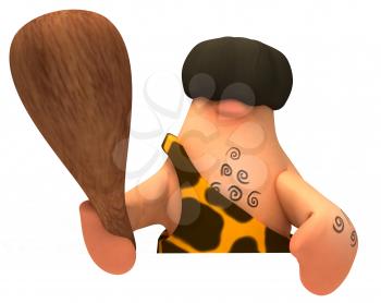 Royalty Free 3d Clipart Image of a Caveman Holding a Club