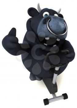 Fun black bull - 3D Illustration