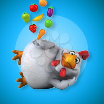 Fun chicken - 3D Illustration