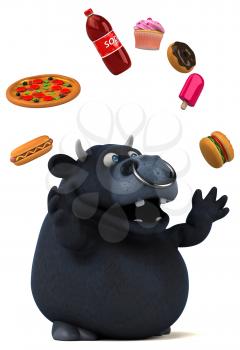 Fun black bull - 3D Illustration