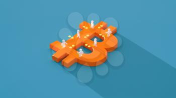 Money or bitcoin - 3D Illustration