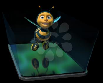 Bee on a phone - 3D Illustration