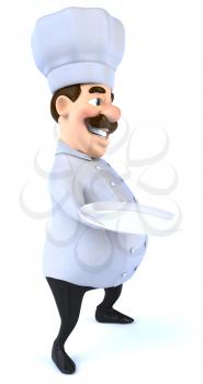 Royalty Free 3d Clipart Image of a Chef Holding a Plate