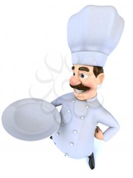 Royalty Free 3d Clipart Image of a Chef Holding a Plate