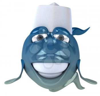Royalty Free Clipart Image of a Fish Sushi Chef