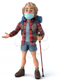3D illustration of a cartoon character with a mask