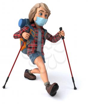3D illustration of a cartoon character with a mask