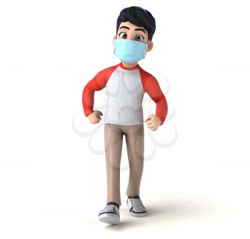 3D Illustration of a teenager with a mask