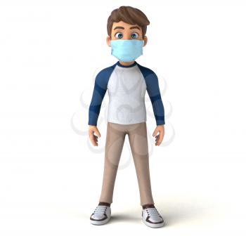 3D Illustration of a teenager with a mask