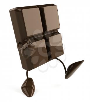 Royalty Free Clipart Image of a Piece of Chocolate Walking