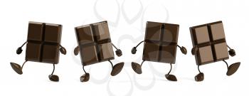 Royalty Free Clipart Image of a Group of Dancing Chocolate Pieces