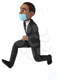 Fun 3D illustration of a black business man with a mask