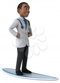 Fun 3D cartoon doctor surfing
