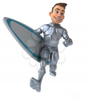 Fun 3D cartoon knight surfing