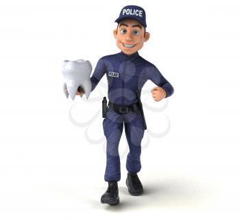 Fun 3D illustration of a cartoon Police Officer