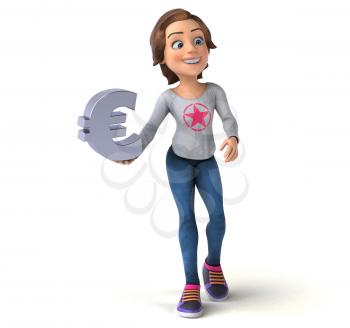 Fun 3D illustration of a cartoon teenage girl 