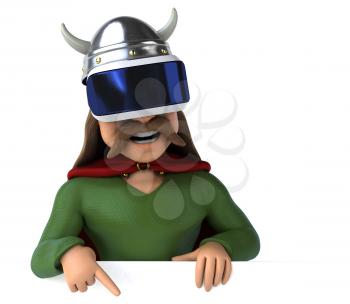 Fun 3D Illustration of a gaul with a VR Helmet
