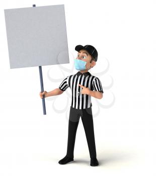 Fun 3D Illustration of an american Referee with a mask